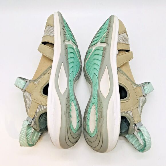 Easy Spirit Explore 24 SeeSplash Women's 10WW Tan/Mint Leather Slingback Sandal - Picture 7 of 11